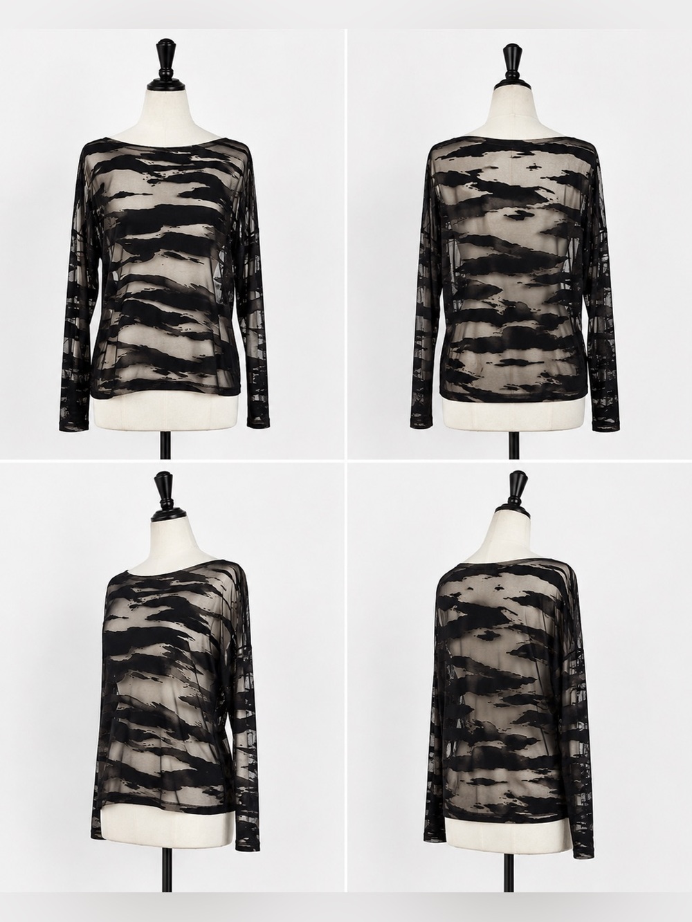 AllSaints Devore Rita Sheer Tiger Burnout Top Medium